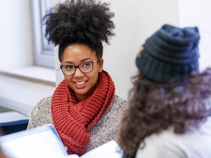 Students chatting in class